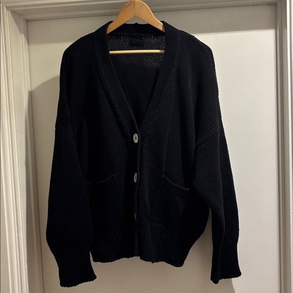 Black Cardigan Sweater with Pockets - Picture 4 of 17